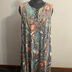 j.t.b. Blue/Orange/White Paisley sleeveless dress, size !X